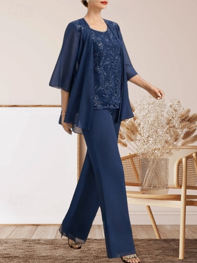 of Elegant Pantsuit Dress Bride 3 Wedding Piece Mother Guest the