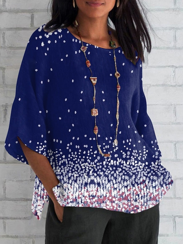 Women's Shirt Print Color Gradient Daily Casual 3/4 Length
