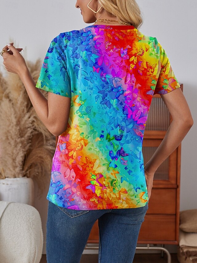 Women's T Shirt Gradient Casual Short Sleeve Round Neck
