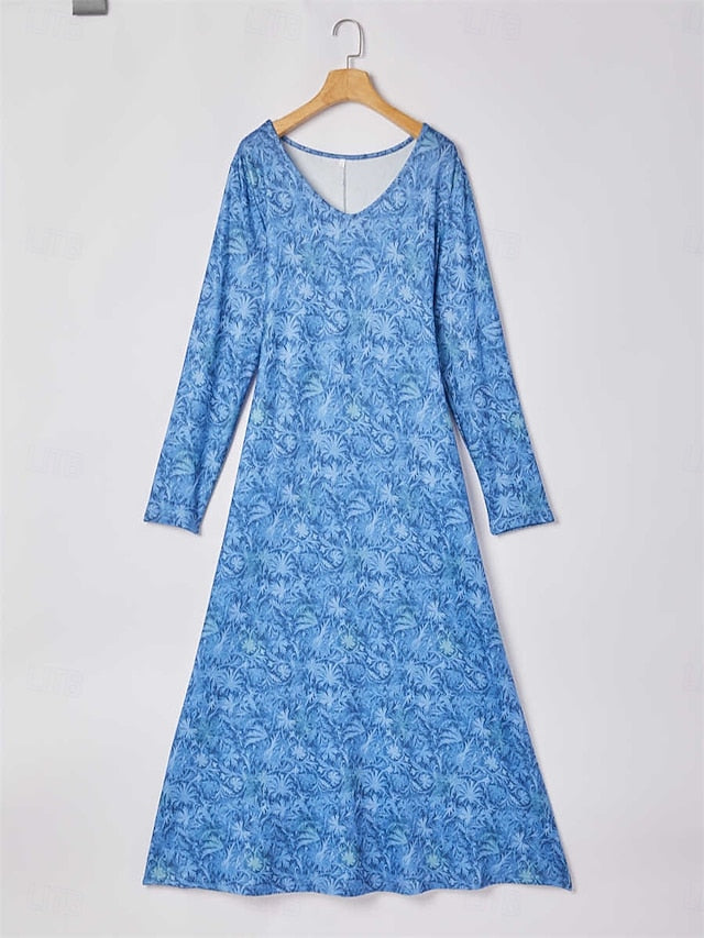 Women's Winter Dress T Shirt Dress Tee Dress Floral Tribal