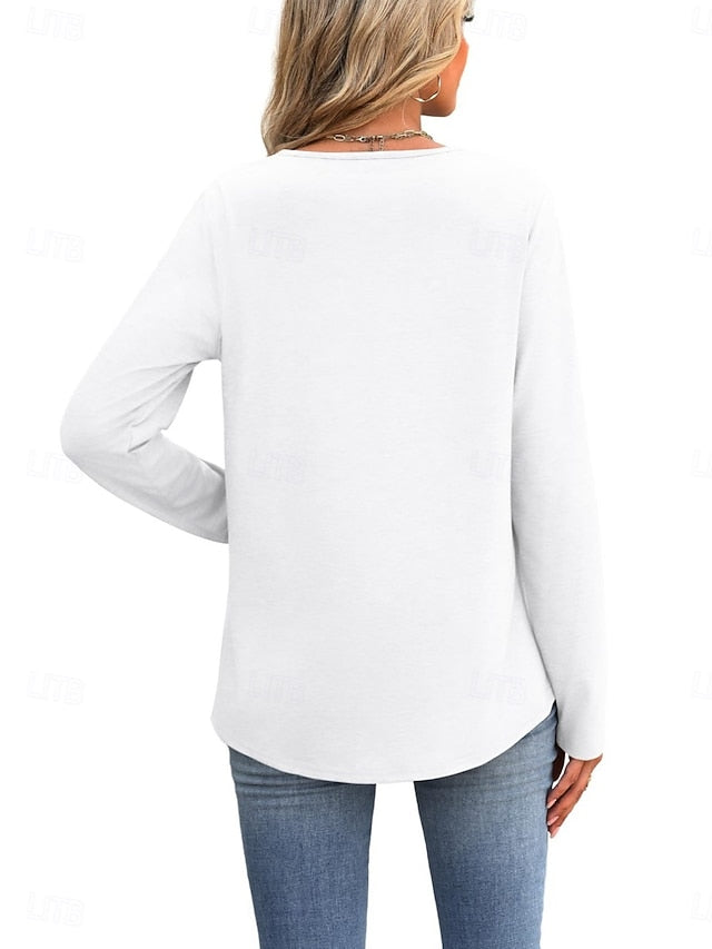 Women's Blouse Patchwork Embroidered Solid Color Stylish