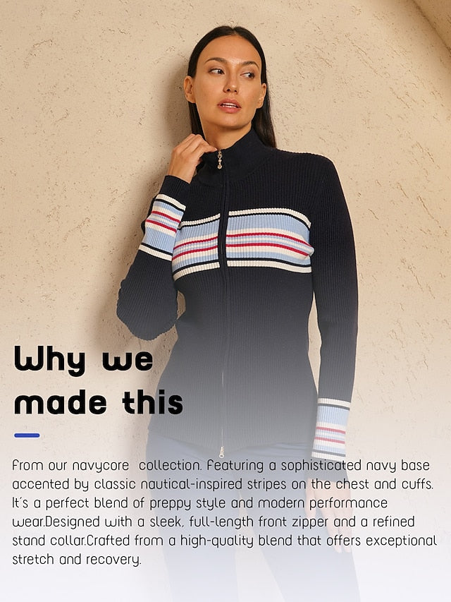 Women's Golf Jacket Navy Blue Long Sleeve Top Ladies Golf