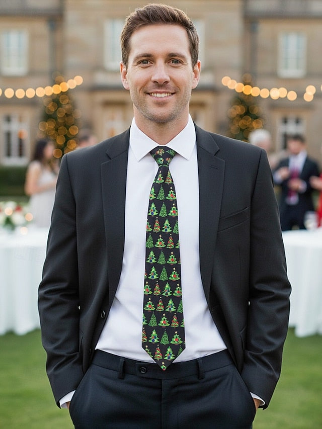 Silk Christmas Fun – Polyester Santa and Tie Tree Men's