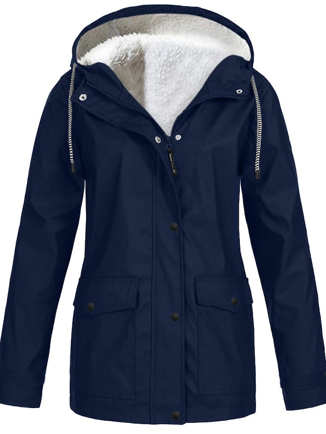 Women's Rain Jacket Raincoat Hiking Fleece Jacket Winter