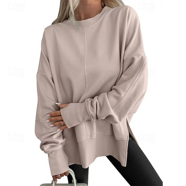 Women's Pullover Sweatshirt Plain Streetwear Casual Long