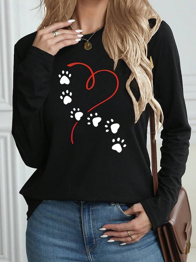 Women's T Shirt Print Heart Graphic Vintage Fashion Stylish