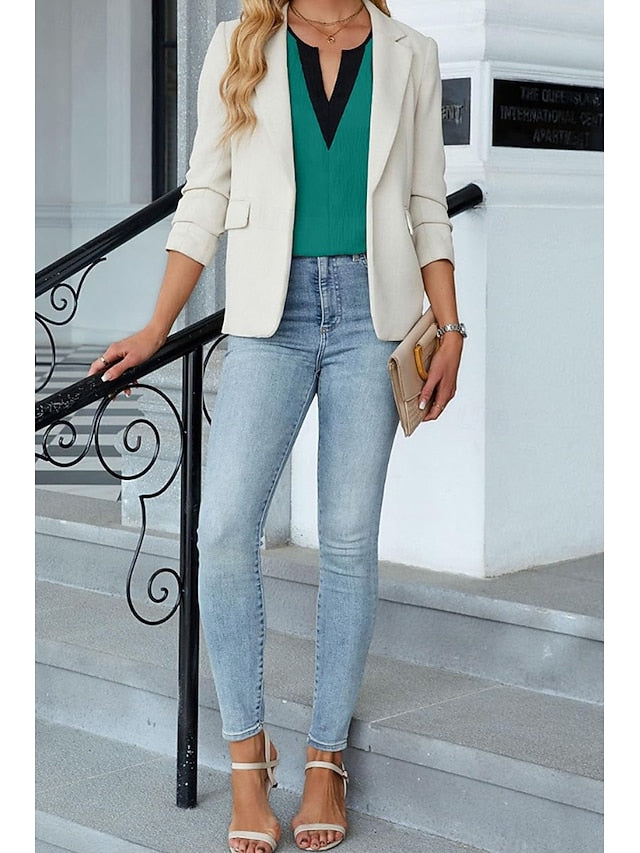 Women's Blouse Patchwork Color Block Modern Casual Short