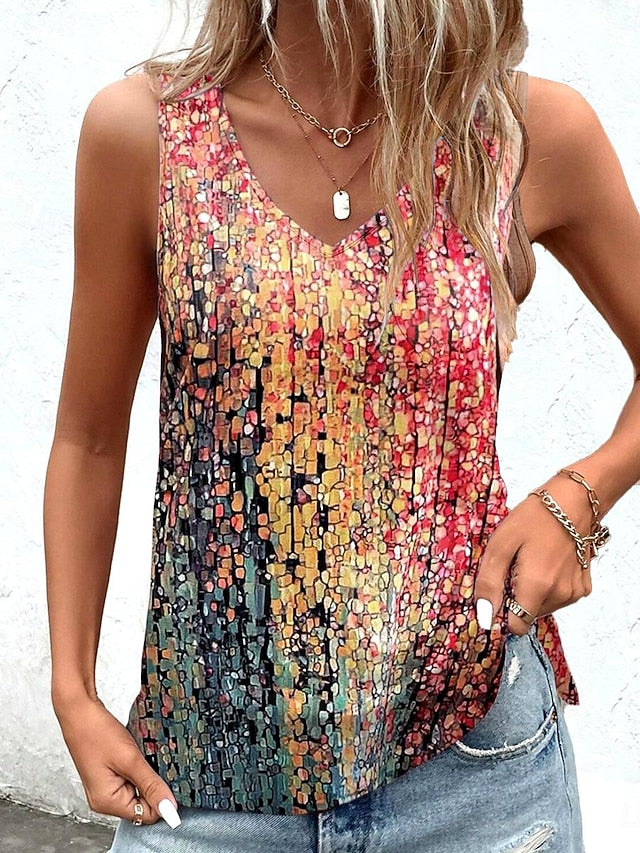 Women's Camisole Tank Top Mosaic Stained Glass Print