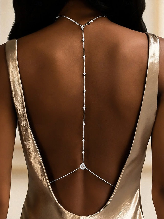 Chain Crystal Back Pearl Delicate and Drop Body Women's