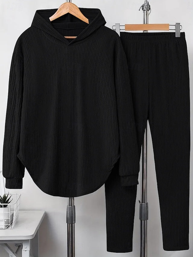 Women's Hoodie Pants Sets Long Sleeve Hooded Solid Color