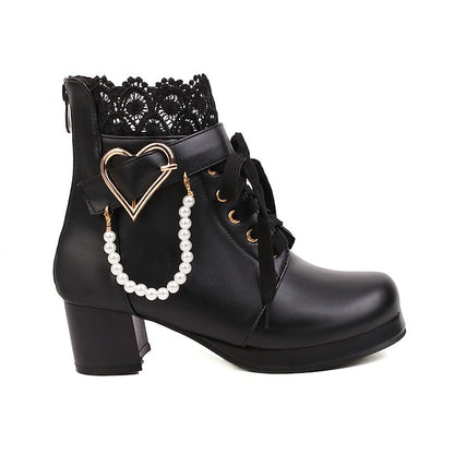 Wedding Shoes Women's Boots Lace-Up White Ankle – Bridal