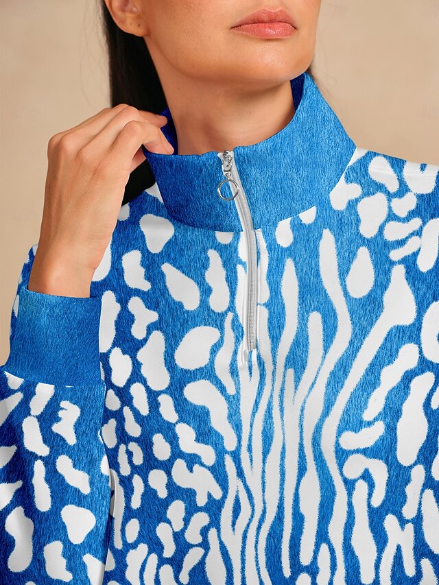 Women's Golf Pullover Sweatshirt Blue Long Sleeve Top