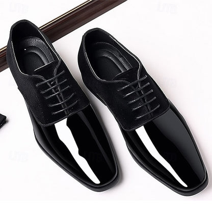 Leather Shoes Patent with Men's Navy Oxford Blue