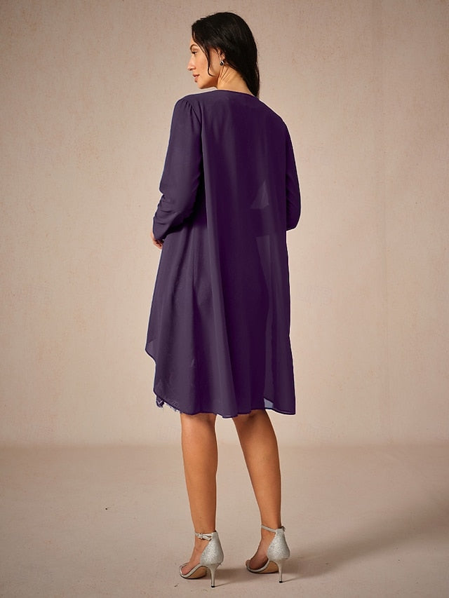 Women's Wedding Guest Jacket Dress Lace Dress Chiffon Dress