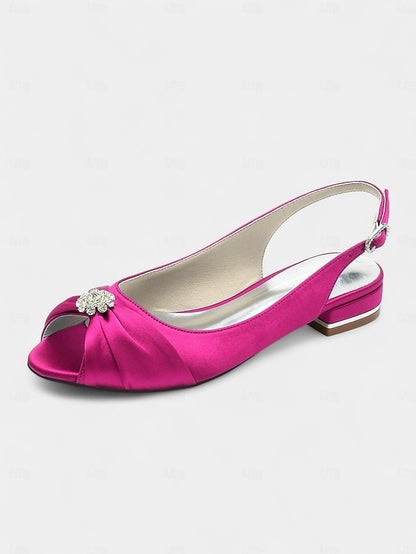 Slingback Wedding Crystal Satin with Women's Heels