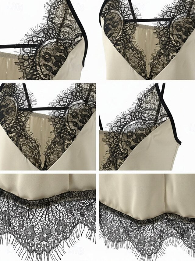 Women's Lace Tops Camisole Tank Top Lace Trim Solid Color