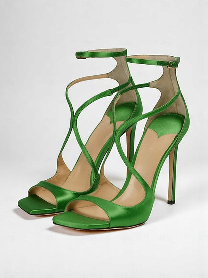 Crisscross Elegant Heels Satin Women's - Lavender Stiletto