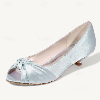 Women's Heels Blush Kitten Peep-Toe Pink - Elegant Satin