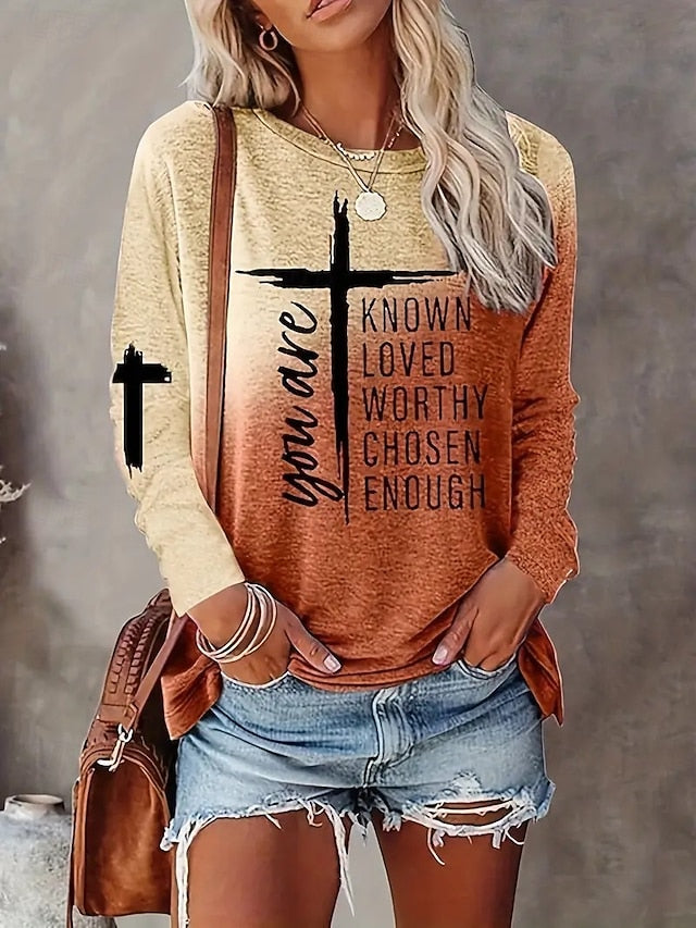 Women's T Shirt Print Graphic Geometric Striped Elegant