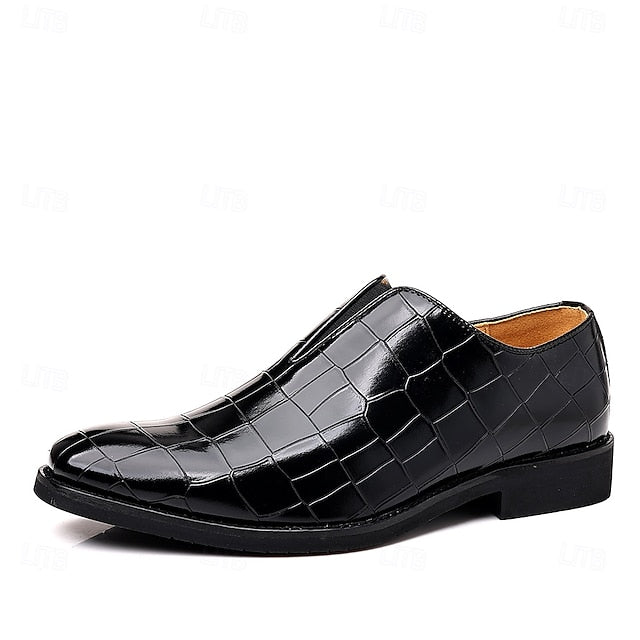 Burgundy Men's Shoes Slip-On Crocodile – Pattern