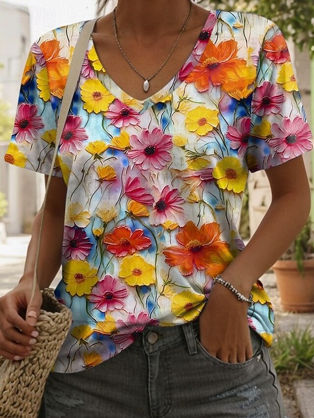 Women's T Shirt Print Floral 3D Stylish Casual Short Sleeve
