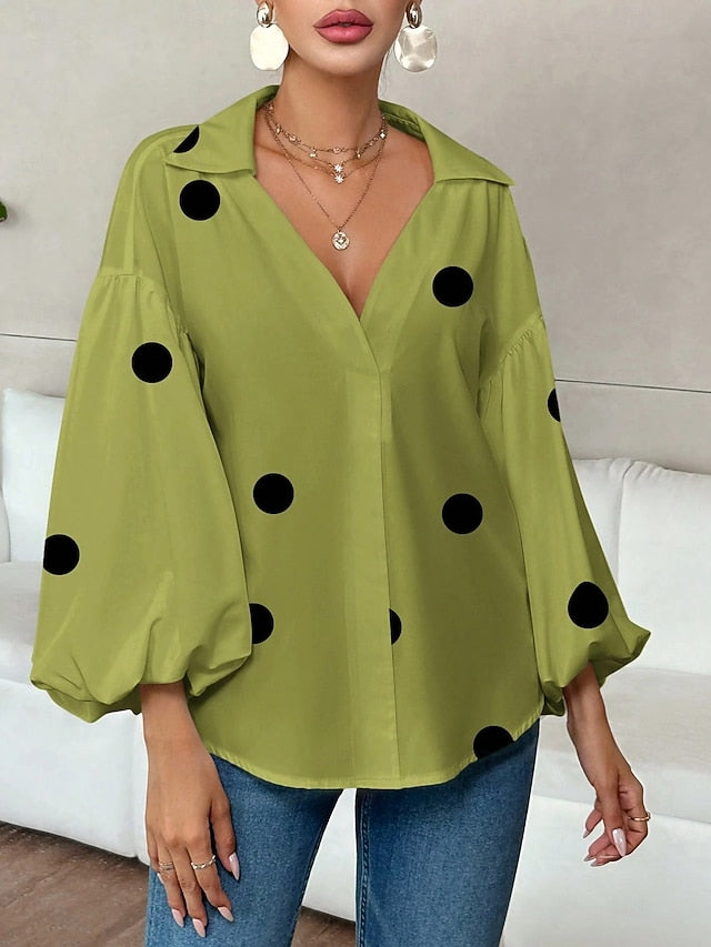 Women's Blouse Graphic Polka Dot Elegant Stylish Casual 3/4