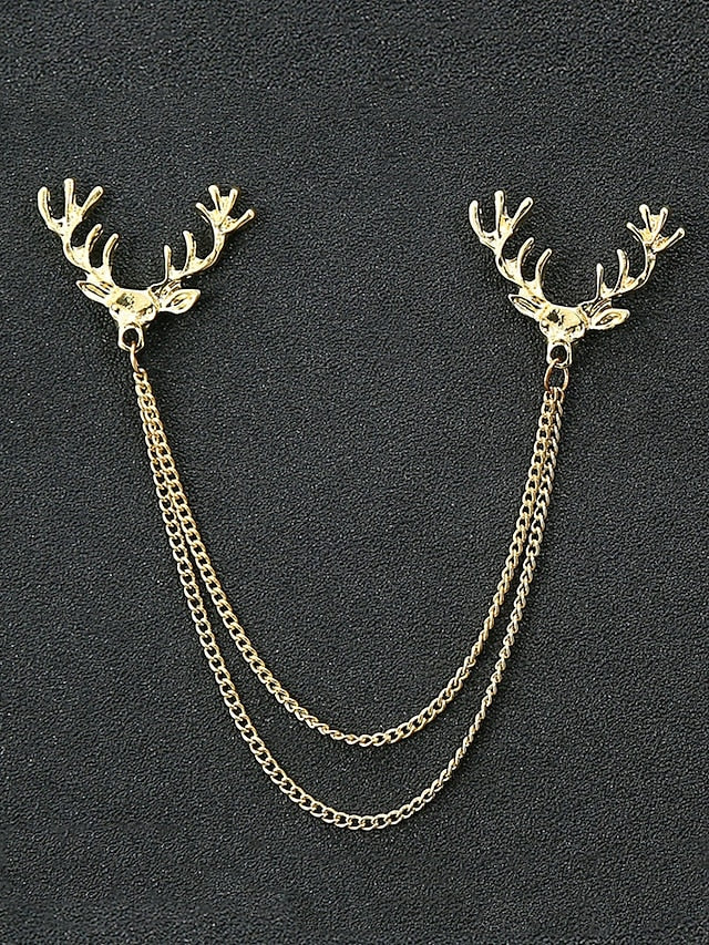 Elegant Pins Reindeer – Men's Alloy Christmas Collar