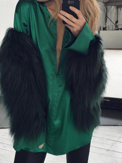 Comfortable Fur Coat Women's Furs Faux Leathers Warm