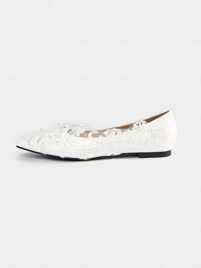 Shoes and Floral Mesh Wedding with Design Lace White Appliqué