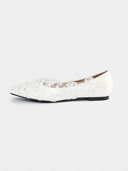 Shoes and Floral Mesh Wedding with Design Lace White Appliqué