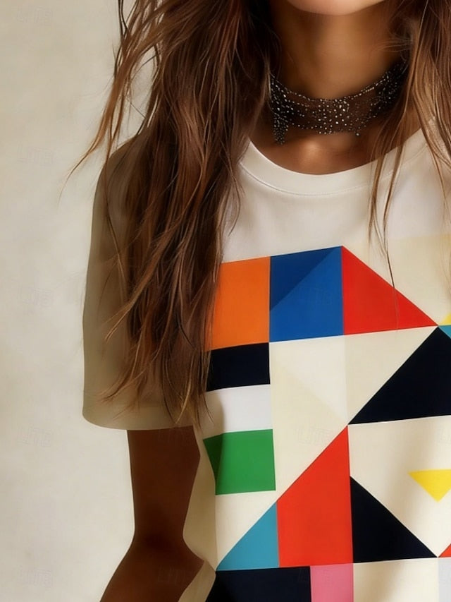 Women's T Shirt Tee Top Print Graphic Geometric Stylish