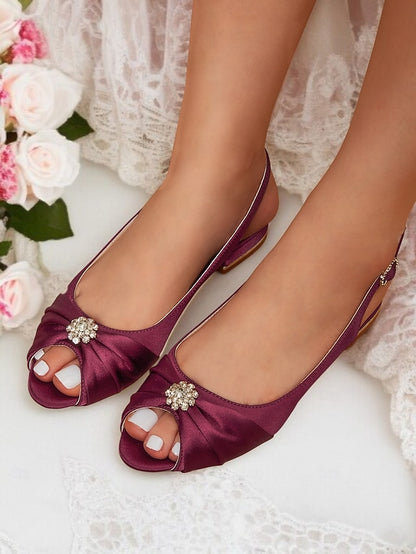Slingback Wedding Crystal Satin with Women's Heels