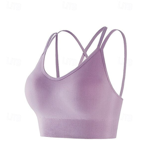 Women's Sports Bra Yoga Top Workout Tops Crew Neckline