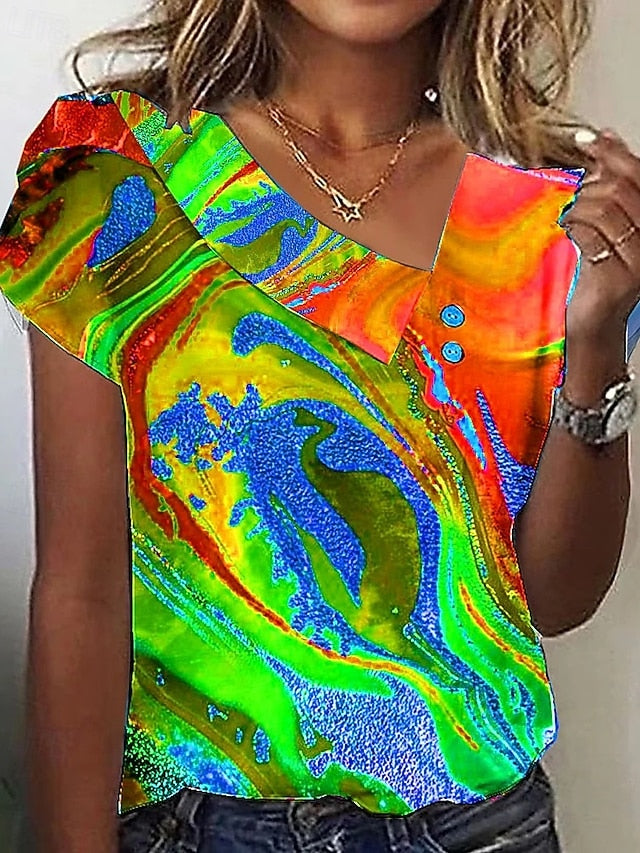 Women's T-Shirt  Graphic Marble Elegant Stylish Casual