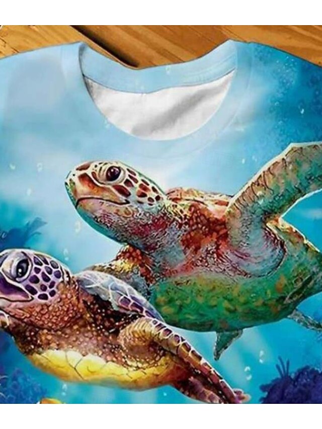 Women's T Shirt Print Ocean Sea Turtle Tropical Hawaiian