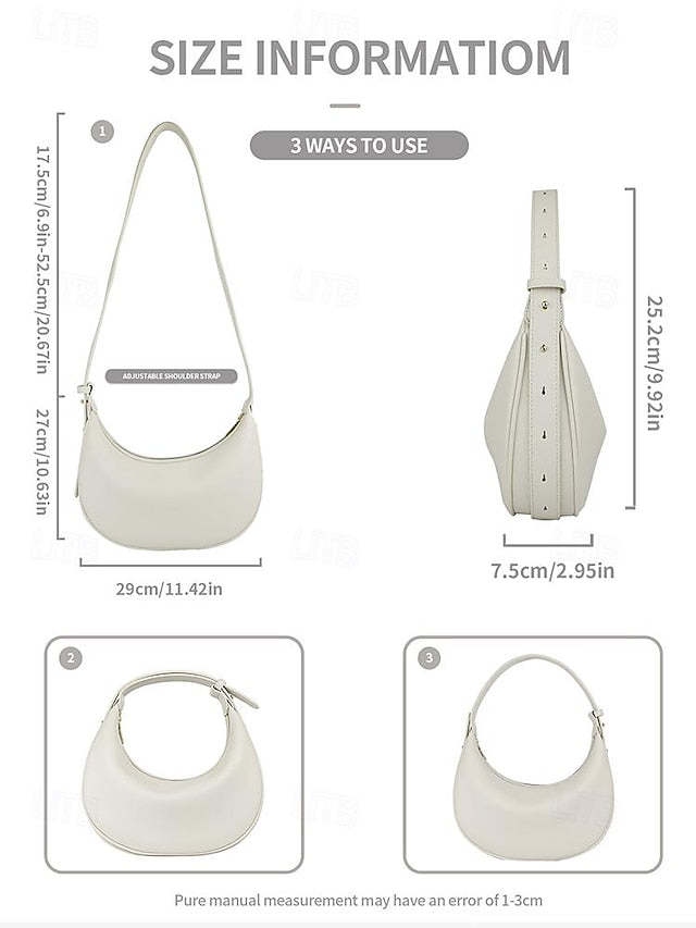 Women's White - Bag Elegant Shoulder Crescent Stylish