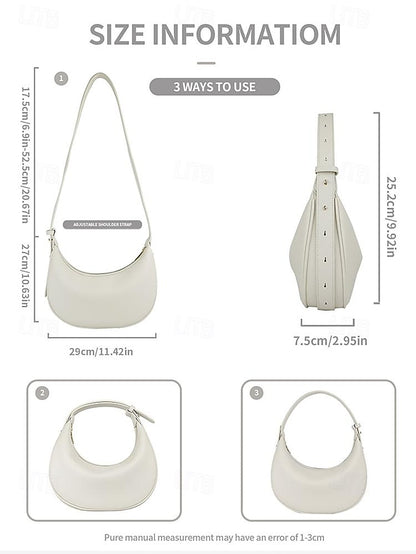Women's White - Bag Elegant Shoulder Crescent Stylish