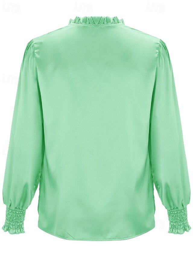 Women's Shirt Blouse Ruched Plain Elegant Stylish Long