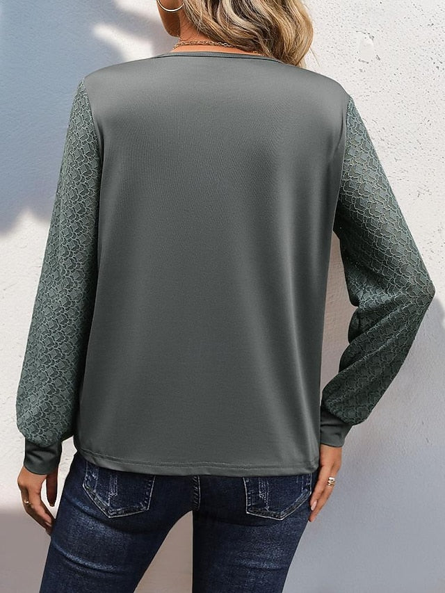 Women's Elegant Lace Tops Eyelet Blouse Stylish Modern