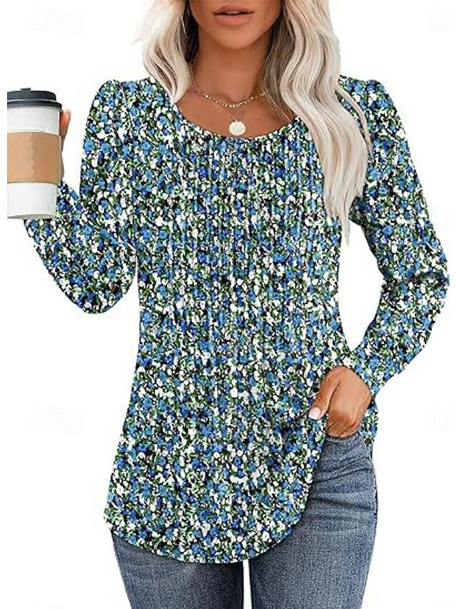 Women's Shirt Blouse Ruched Solid Color Basic Casual Long