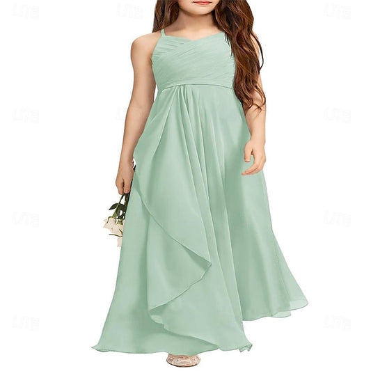 Girl Halter Junior Girls A-Line Flower Dress Bridesmaid Flowy