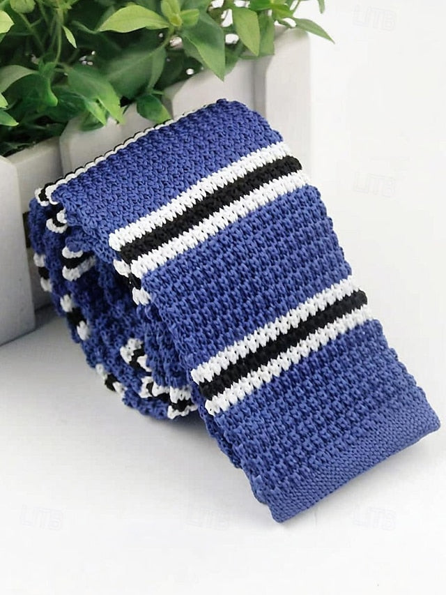 Stylish Christmas Men's Woven - Tie Knit Neck Stripe