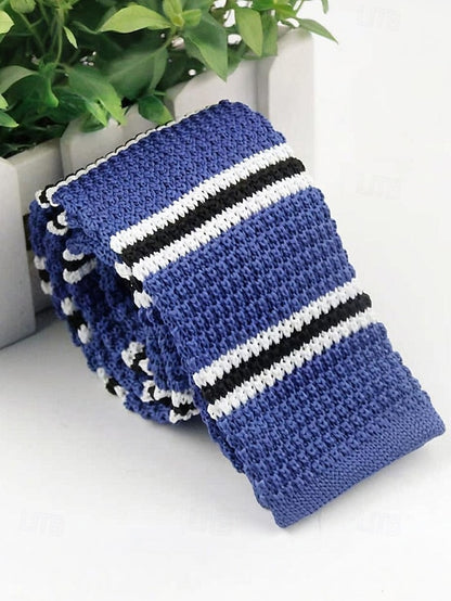 Stylish Christmas Men's Woven - Tie Knit Neck Stripe
