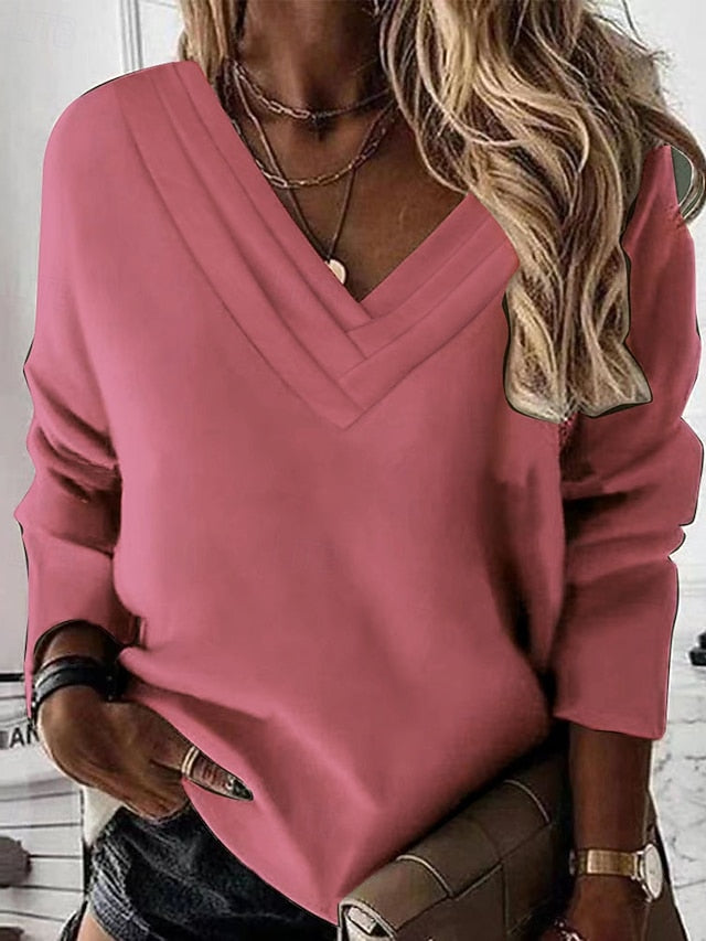 Women's Pullover Sweatshirt Patchwork Plain Fashion Casual