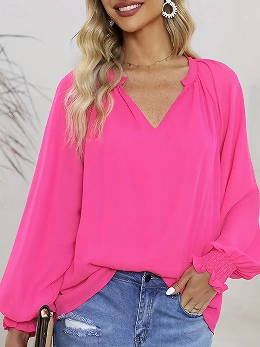 Women's Shirt Blouse Solid Color Plain Vintage Stylish