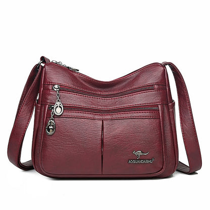 Bag Faux Crossbody Leather - Women's Shoulder Multi-Pocket