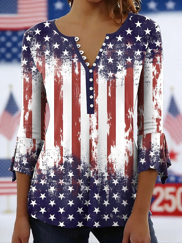 Independence Day Patriotic Shirt Women's Blouse Graphic