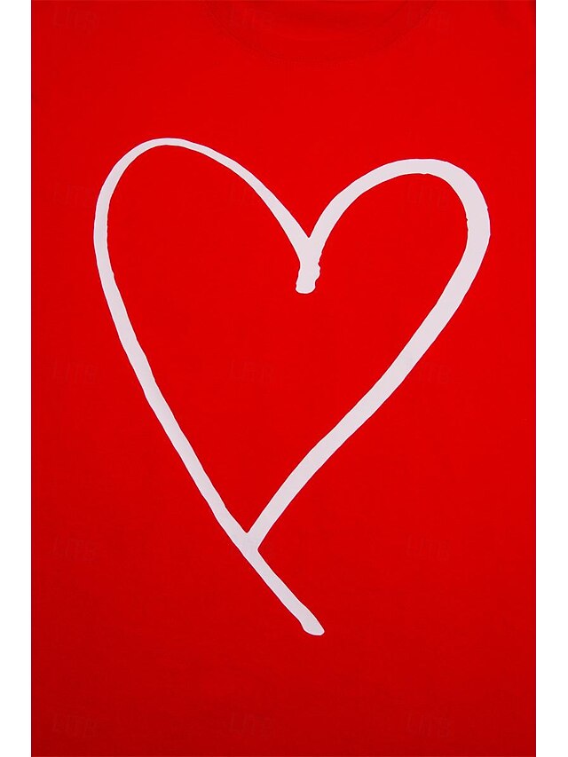 Valentine Women's Heart T Shirt Cute Red Tee Regular Tops
