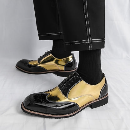 and with Men's Oxford Patent Shoes Gold Leather Black