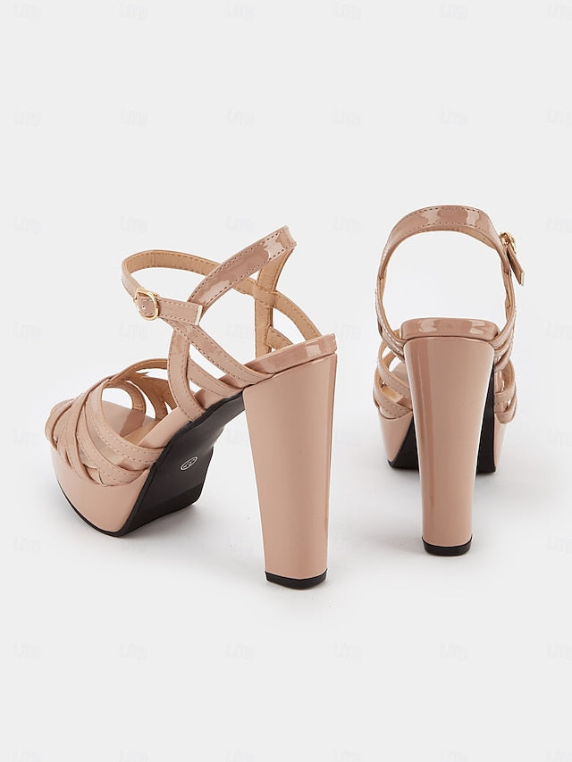 Strappy Nude Sandals – for Heel High Platform Women